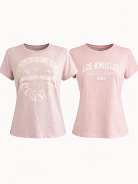 Blush Pink Graphic Tee Bundle (2) | Los Angeles + Hurley Surf | Women’s S/M